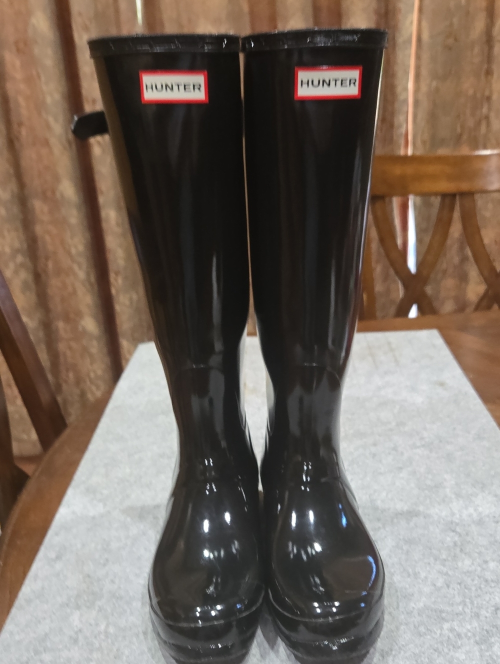 Hunter Gloss Tall Rain Boots in Black